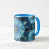 Azure開花鮮やか: Blue Floral Pattern マグカップ (正面右)