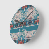 Azure開花、カスタム ラウンド壁時計 (傾斜)