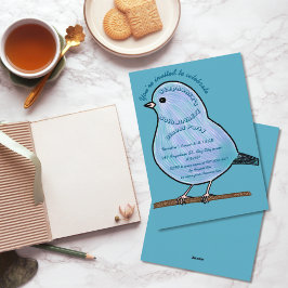 Azure 50th Birthday Cute Bird Dinner Party  招待状