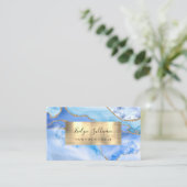 azure agateおよび金ゴールドフォイルの名刺 名刺 (スタンド正面)