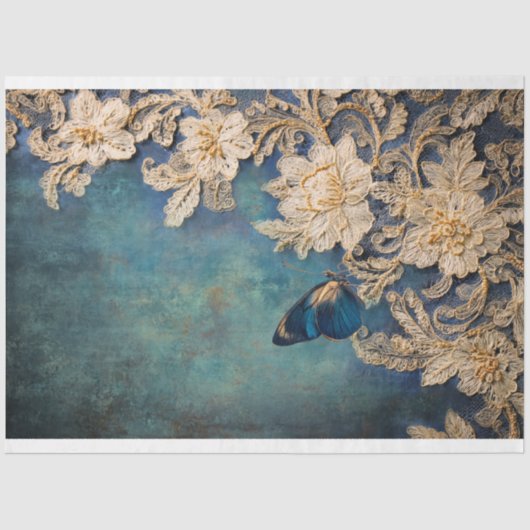 Azure Allure, Butterfly Patina & Embroided Lace 薄葉紙 (正面)