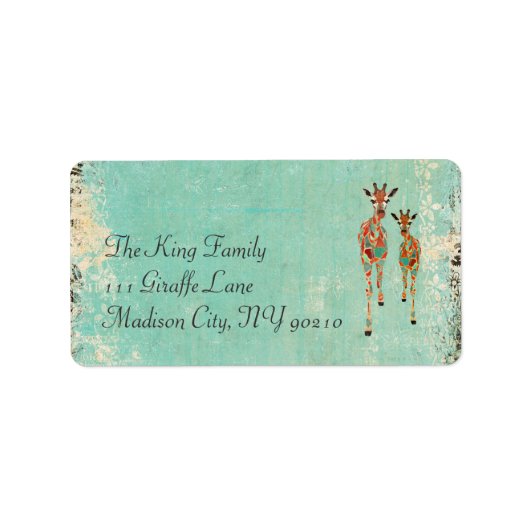 Azure & Amber Giraffeヴィンテージ住所 シール (正面)