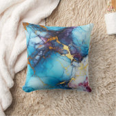 Azure & Amethyst Marble with Golden Veins クッション (ブランケット)