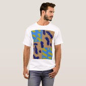 Azure and Ochre Botanical Geometry Tシャツ (正面フル)