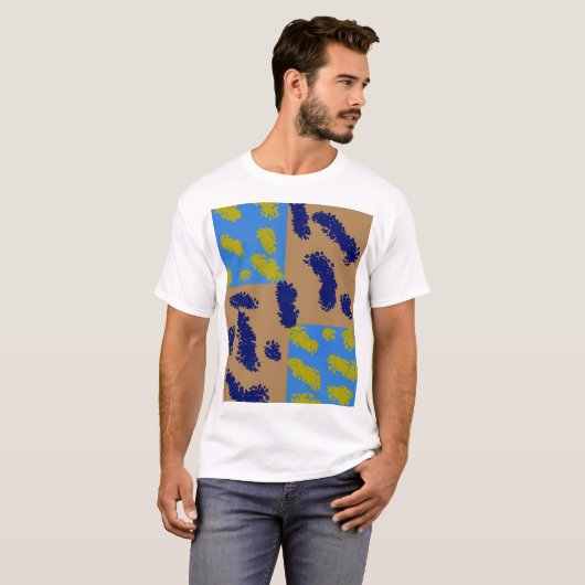 Azure and Ochre Botanical Geometry Tシャツ (正面フル)