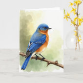 Azure Bird Branch Scene Card カード (黄色い花)