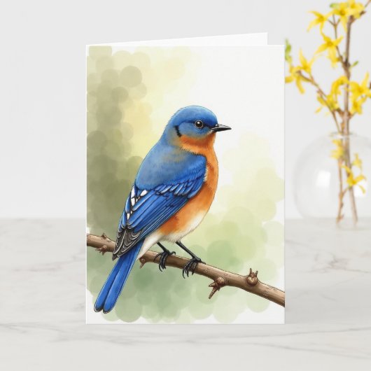 Azure Bird Branch Scene Card カード (黄色い花)