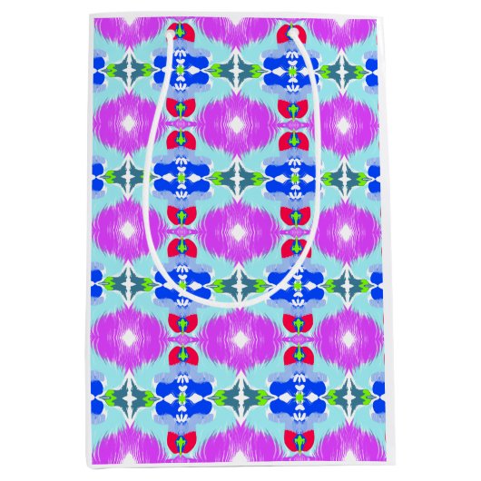 Azure Bloom Kaleidoscope ミディアムペーパーバッグ (正面)