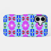 Azure Bloom Kaleidoscope iPhone 16ケース (裏面横)