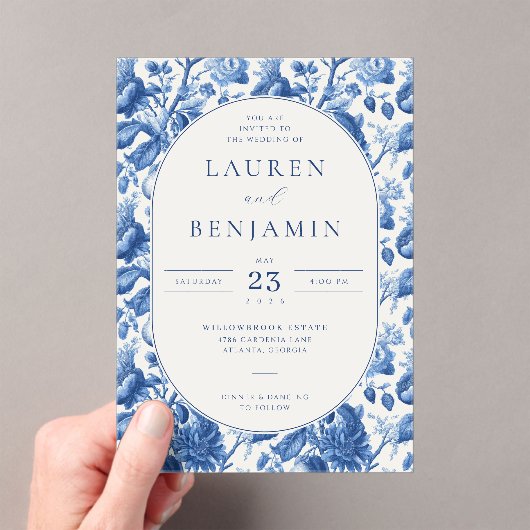 Azure Blooms Wedding アクリル招待状 (インサイチュ (ポータブル))