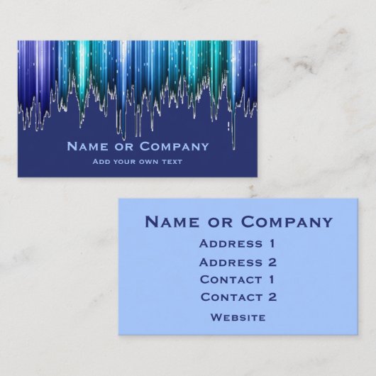 Azure BlueおよびGreen Vertical Iceエフェクトのストライプ 名刺 (正面/裏面)