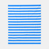 Azure BlueとWhiteのストライプ フリースブランケット (正面)