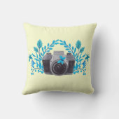 Azure Blueカメラと葉蝶付きカメラ クッション (裏面)