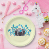 Azure Blueカメラと葉蝶付きカメラ ペーパープレート (パーティー)