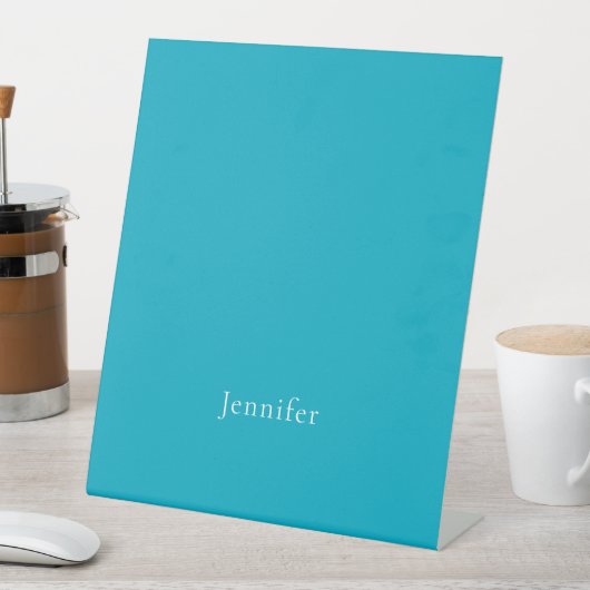 Azure Blueトレンディーモダンミニマリスト名 台座サイン (インサイチュ)