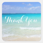 Azure Blueトロピカルカリブのビーチありがとうございました スクエアシール (正面)