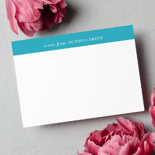 AZURE BLUEファミリーパーソナライズされた名モノグラム ノートカード