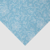 Azure Blue上の離れクラスフローラアートパターン 薄葉紙 (詳細)