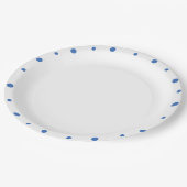 Azure Blue水玉模様ホワイト ペーパープレート (アングル)