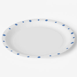 Azure Blue水玉模様ホワイト ペーパープレート