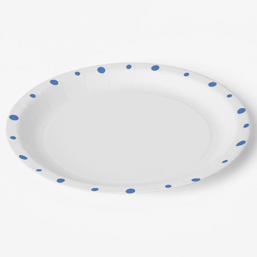 Azure Blue水玉模様ホワイト ペーパープレート (アングル)