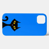 Azure Blue背景を持つブラックキティ猫 Case-Mate iPhoneケース (裏面 (横))
