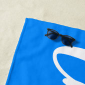 Azure Blue and White Lettering Script ビーチタオル (インサイチュ)