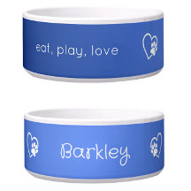 Azure Blue Eat Play Love オーダーメイド犬用食器