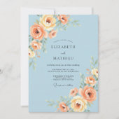 Azure Blue Graceful Summer Wedding 招待状 (正面)