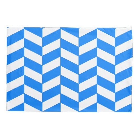 Azure Blue Herringbone 枕カバー (裏面-左)