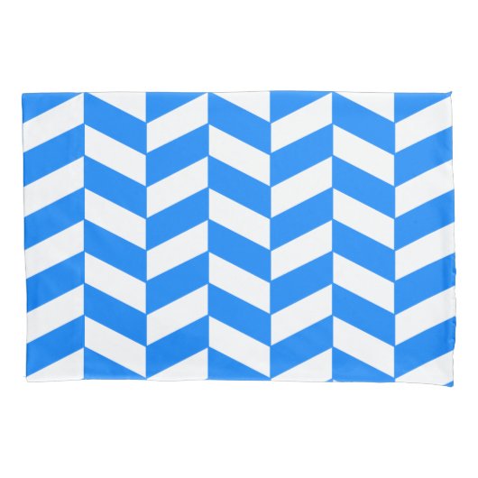 Azure Blue Herringbone 枕カバー (正面左)