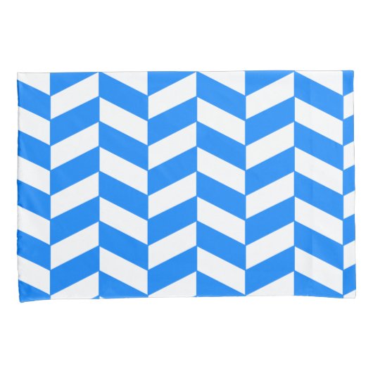 Azure Blue Herringbone 枕カバー (正面右)