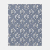 Azure Blue Leafリネンルック フリースブランケット (正面)
