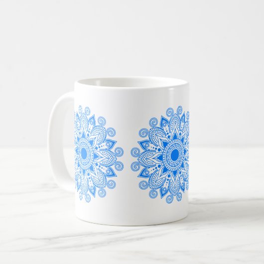 Azure Blue Mandala コーヒーマグカップ (正面左)