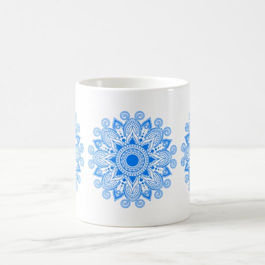 Azure Blue Mandala コーヒーマグカップ (中央)