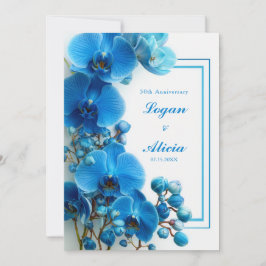 Azure Blue Orchid Minimalist Floral Wedding 招待状