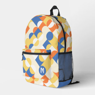 Azure Blue Sunny Yellow Midcentury Circlesパターン プリントバックパック