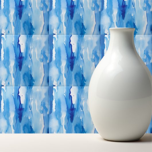Azure Blue Waterカラー抽象芸術波 タイル