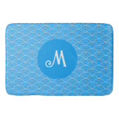 Azure Blue Wave Pattern モノグラムの Bath Mat バスマット (正面)