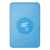 Azure Blue Wave Pattern モノグラムの Bath Mat バスマット (正面縦)