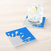 Azure Blue White 絵を描 Splash ガラスコースター (アングル)