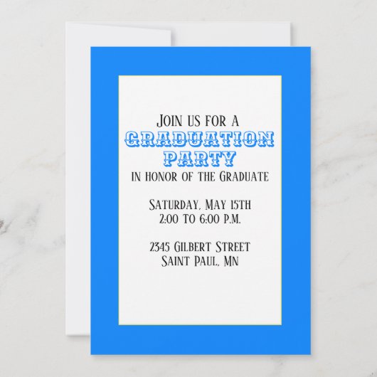 Azure Blue & Yellow Grad Invitation, 7" x 5" 招待状 (裏面)