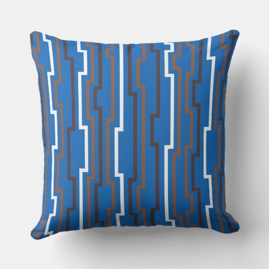Azure Blue Zig Zag Throw Pillow クッション (裏面)