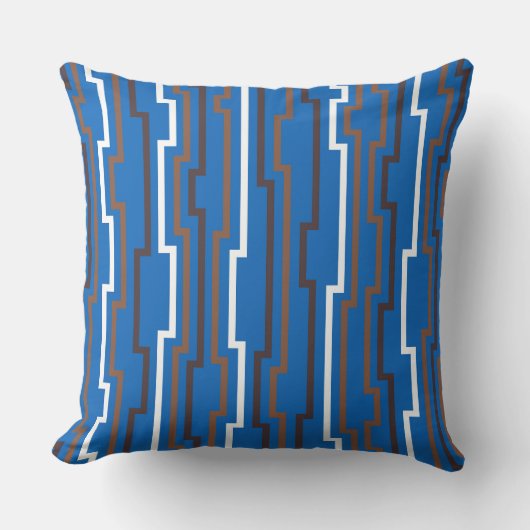 Azure Blue Zig Zag Throw Pillow クッション (正面)