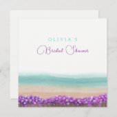 Azure Coastの開花ブライダルシャワー 招待状 (正面/裏面)