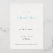 Azure Coastの開花ブライダルシャワー 箔招待状 (裏面)
