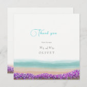 Azure Coastの開花結婚サンキューカード 招待状 (正面/裏面)