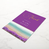 Azure Coastの開花結婚サンキューカード 箔招待状 (回転した状態)