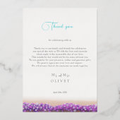 Azure Coastの開花結婚サンキューカード 箔招待状 (裏面)