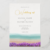 Azure Coast in 結婚開花 箔招待状 (正面)